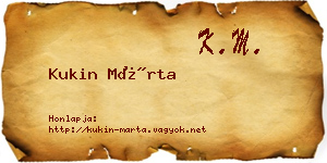 Kukin Márta névjegykártya